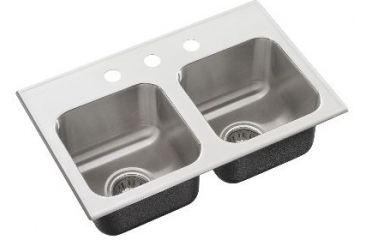 Image of Just Manufacturing Ss Dbl Sink W/FAUCET Ledge DL-1829-A-GR