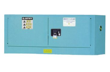 Image of Justrite Piggyback Corrosives/Acids Safety Cabinet, 12 Gallon, 2 Manual-Close Doors, Blue, 8913022