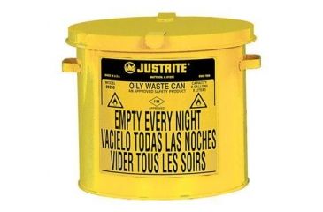 Image of Justrite Wastecan Yel Countrtp OILY2GAL 09200Y