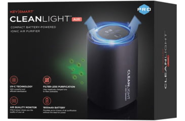 Image of KeySmart CleanLight Air Pro Ionic UV Air Purifier w/Air Quality Monitoring, Black, KS927-BLK