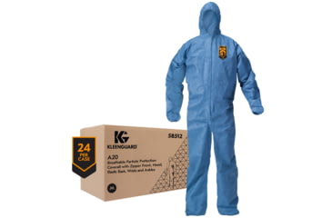 Image of Kimberly Clark KleenGuard A20 Coveralls, Zipper Front w/Wrists, Ankles and Hood, Denim Blue, Extra Large, Case of 24, 58514