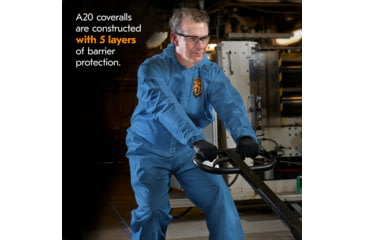 Image of Kimberly Clark KleenGuard A20 Coveralls, Zipper Front w/Wrists, Ankles and Hood, Denim Blue, Extra Large, Case of 24, 58514