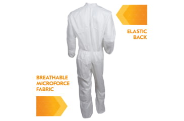 Image of Kimberly Clark KleenGuard A30 Coveralls, Zipper Front w 1in Flap, Wrists and Ankles, White, Medium, Case of 25, 46102-85