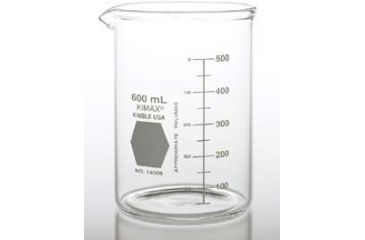 Image of Kimble/Kontes KIMAX Brand Heavy-Duty Beakers, Low Form, Double Scale, Borosilicate Glass 14005 600