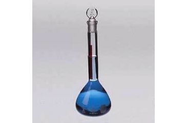 Image of Kimble/Kontes KIMAX Brand Volumetric Flasks with [ST] Glass Stopper, Red Stripe, Class A 28013 2000