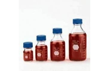 Image of Kimble/Kontes KIMAX GL45 Media/Storage Bottles, Graduated, Kimble Chase 14395 100 Media Bottles With Blue Cap
