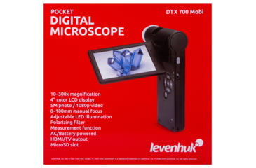 Image of Levenhuk DTX 700 Mobi Digital Microscope, Optical Glass, 10-300x, 0-100mm, Black, Middle, 75076