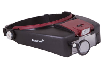 Image of Levenhuk Zeno Vizor H2 Head Magnifier, 37x30mm, 1.5x/3x/6.5x/8x, Red/Black, Small, 69669