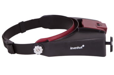 Image of Levenhuk Zeno Vizor H2 Head Magnifier, 37x30mm, 1.5x/3x/6.5x/8x, Red/Black, Small, 69669