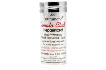 Image of LW Scientific 75mm Microhematocrit Tubes/Mylar-clad Glass/NH4 Heparinized, 200 vial, CNT-HTMC-HP77