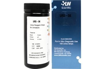 Image of LW Scientific Test Strips Five Parameter for Glucose, Protein, pH, Blood, Ketone in Urine, 12 Vials of 100/Case URS-05PR-7777