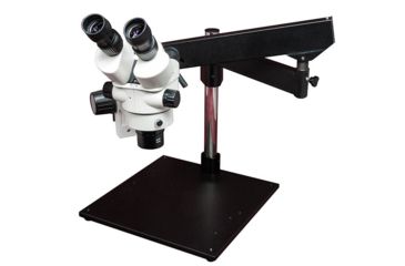 Image of LW Scientific Z4 Trinocular Stereo Zoom Microcope on Articulating Arm with Table Base, CREAM Z4M-TZM7-BMAT