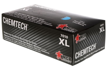 Image of MCR Safety ChemTech Disposable Nitrile Vinyl Blended Gloves, Powder Free Industrial Food Service Grade, 9.5in Length, 4 mil Thickness, Blue, X - Large, 7010XL