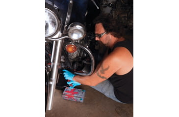 Image of MCR Safety ChemTech Disposable Nitrile Vinyl Blended Gloves, Powder Free Industrial Food Service Grade, 9.5in Length, 4 mil Thickness, Blue, X - Large, 7010XL