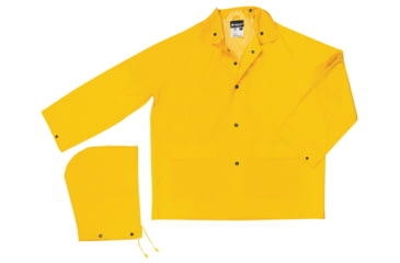 Image of MCR Safety Classic Series Waterproof Rain Jacket, .35mm PVC/Poly, Detachable Hood, Yellow, 6X, 200JX6