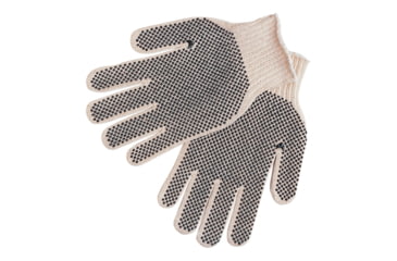 Image of MCR Safety 9660LM Cotton String Knit Work Gloves, 7 Gauge Regular Weight String Knit, Natural 70% Cotton 30% Polyester Fabric, Black PVC Dotted One Both Sides, Black/Natural, Large, 9660LM