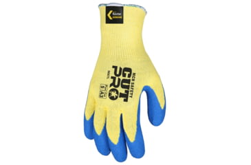 Image of MCR Safety Cut Pro 10 Gauge Kevlar Shell Cut Resistant Work Gloves, Latex Coated Palm and Fingertips, Blue/Yellow, Medium, 9687M