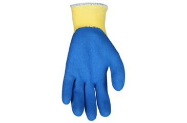Image of MCR Safety Cut Pro 10 Gauge Kevlar Shell Cut Resistant Work Gloves, Latex Coated Palm and Fingertips, Blue/Yellow, Medium, 9687M