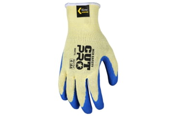 Image of MCR Safety Cut Pro 10 Gauge Kevlar Shell Cut Resistant Work Gloves, Latex Palm and Fingertips, Blue/Yellow, Small, 96871S