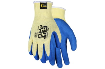 Image of MCR Safety Cut Pro 10 Gauge Kevlar Shell Cut Resistant Work Gloves, Latex Palm and Fingertips, Blue/Yellow, Small, 96871S