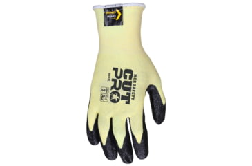 Image of MCR Safety Cut Pro 15 Gauge Stretch Kevlar Shell Cut Resistant Work Gloves, Textured Nitrile Coated Palm and Fingertips, Black/Yellow, Medium, 9693M
