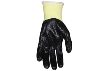 Image of MCR Safety Cut Pro 15 Gauge Stretch Kevlar Shell Cut Resistant Work Gloves, Textured Nitrile Coated Palm and Fingertips, Black/Yellow, Medium, 9693M