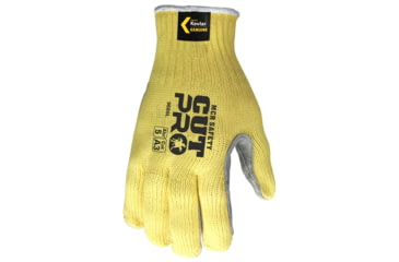 Image of MCR Safety Cut Pro 7 Gauge Kevlar Shell Cut Resistant Work Gloves, Split Leather Palm, Gray, Large, 9686L
