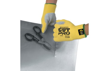 Image of MCR Safety Cut Pro 7 Gauge Kevlar Shell Cut Resistant Work Gloves, Split Leather Palm, Gray, Large, 9686L