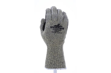 Image of MCR Safety Cut Pro Hero 7 Gauge Regular Weight Shell, ARX Aramid Fibers, Cut Resistant Work Gloves with Leather Palm, 5in Knit Wrist, Black, Large, 93861GL