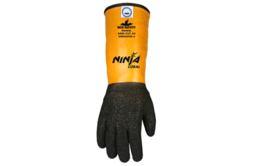 Image of MCR Safety Cut Pro Ninja Coral Cut Resistant Work Gloves, 10 Gauge Dyneema Diamond Technology Lined, 14in PVC Cuff with Coral Dip, Black, Medium, N6464M