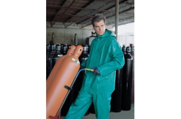 Image of MCR Safety Dominator Series Jacket with Zipper Front and Bib Pants, .42mm PVC/Poly/PVC, Green, 7X, 3882X7
