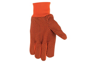 Image of MCR Safety Dotted Canvas Work Gloves, Clute Pattern with Knit Wrist, 100% Cotton, Straight Thumb, Orange/Black, Large, 8808O