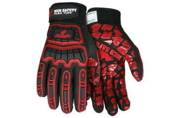 Image of MCR Safety FlexTuff Mechanics Gloves, Synthetic Leather Palm, HyperMax Cut Resistant Liner, Silicone Tire Tread Trip, TPR Back of Hand Protection, Black, Small, FT2906S