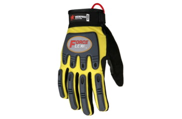 Image of MCR Safety ForceFlex Mechanics Gloves Reinforced Clarino Synthetic Leather Palm Mesh with TPR Metacarpal Protection, Gray/Hi-Vis Yellow, Medium, Y200M