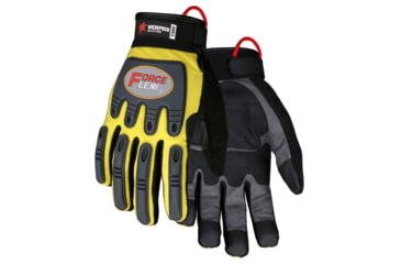Image of MCR Safety ForceFlex Mechanics Gloves Reinforced Clarino Synthetic Leather Palm Mesh with TPR Metacarpal Protection, Gray/Hi-Vis Yellow, Medium, Y200M
