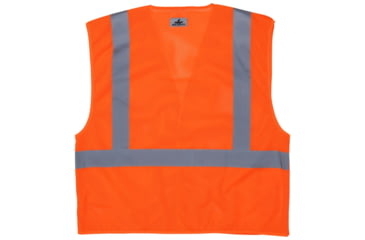 Image of MCR Safety Hi Vis Reflective Safety Vest, ANSI Type R Class 2, Mesh with 2in Silver Stripes, Breakaway Design with Hook and Loop Closures, Fluorescent Orange, XL, CL2MOXL