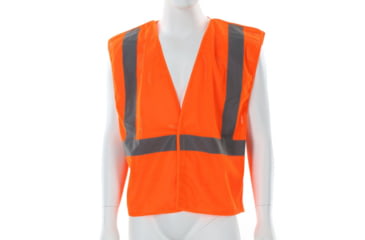 Image of MCR Safety Hi Vis Reflective Safety Vest, ANSI Type R Class 2, Mesh with 2in Silver Stripes, Breakaway Design with Hook and Loop Closures, Fluorescent Orange, XL, CL2MOXL