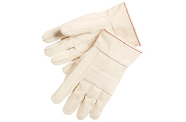 Image of MCR Safety Hot Mill Work Gloves, 24oz Cotton Fabric, 2.5in Band Top and Knuckle Strap, Recycled Liner, Regular Weight, Natural, Large, 9124K