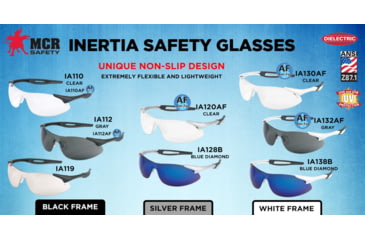 Image of MCR Safety A1 Series Safety Glasses, Anti-Fog Lens, Extremely Flexible Temples, Non-Slip Temples and Soft TPR Nose Piece, Gray, One Size, IA132AF