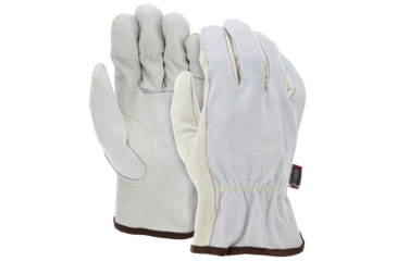 Image of MCR Safety Leather Drivers Work Gloves, CV Grade Cow Grain Palm with Split Leather Back, Keystone Thumb, Beige, Small, 32057S
