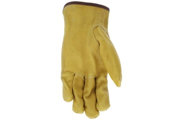 Image of MCR Safety Luminator Hi-Vis Leather Drivers Work Gloves, Premium Grade Grain Pigskin with Mesh Back, Reflective Stripe, Beige, Medium, 34111M