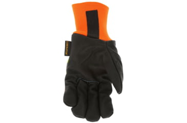 Image of MCR Safety Luminator Leather Drivers Insulated Work Gloves, Premium Grain Pigskin Leather Palm and Hi-Vis Back, Thermosock Lined and Wing Thumb, Black, Large, 34411L