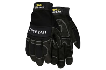 Image of MCR Safety Mechanics Gloves, Synthetic Leather Palm with Gel Pad, Adjustable Hook and Loop Wrist Closure, Reinforced Finger Tips and Thumb Crotch, Black, Medium, 935CHM