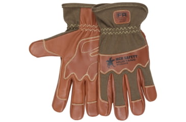 Image of MCR Safety Mustang Utility Drivers Work Gloves, Grain Goat with Double Palm, DuPont Kevlar Lined and Sewn, Nomex Back with Wing Thumb, Brown, Medium, MU3624FRM