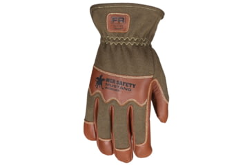 Image of MCR Safety Mustang Utility Drivers Work Gloves, Grain Goat with Double Palm, DuPont Kevlar Lined and Sewn, Nomex Back with Wing Thumb, Brown, Medium, MU3624FRM