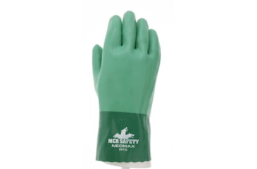 Image of MCR Safety NeoMax Series Neoprene Coated Work Gloves, Double Dipped Sandy Texture, 12in Length Fully Coated, Brushed Interlock Lining, Green, X - Large, 6912XL