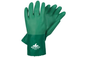 Image of MCR Safety NeoMax Series Neoprene Coated Work Gloves, Double Dipped Sandy Texture, 12in Length Fully Coated, Brushed Interlock Lining, Green, X - Large, 6912XL
