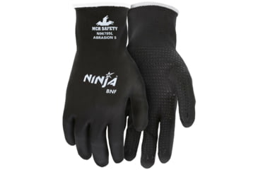 Image of MCR Safety Ninja BNF Work Gloves, 15 Gauge Nylon/Spandex Shell, NFT Fully Coated, Black, X - Large, N96795XL