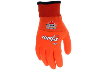Image of MCR Safety Ninja Ice Insulated Work Gloves, 15 gauge Nylon with Acrylic Terry Interior, Fully Coated with HPT, Orange, Large, N9690FCOL