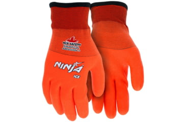 Image of MCR Safety Ninja Ice Insulated Work Gloves, 15 gauge Nylon with Acrylic Terry Interior, Fully Coated with HPT, Orange, Large, N9690FCOL